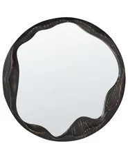 Wall Mirror LANGON 60 cm 60 cm Pine Wood Dark Brown_1003374
