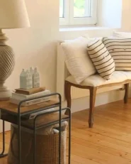 Set di 2 cuscini CYNARA 43 x 43 cm Cotone Beige A strisce_1172455