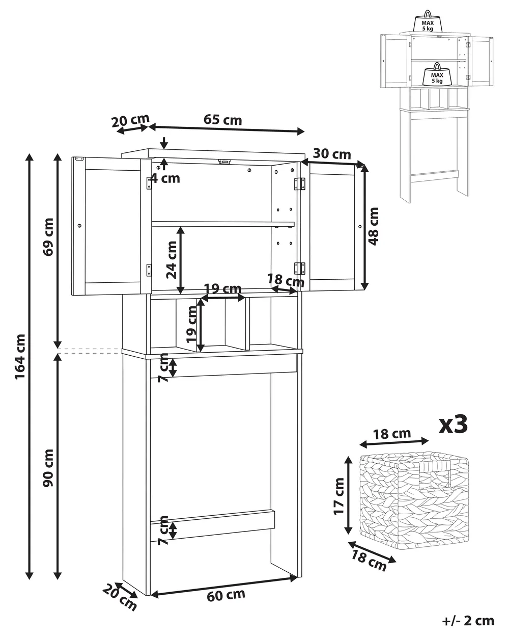 Armadietto da bagno PACLLON 65 cm Bianco_1113645