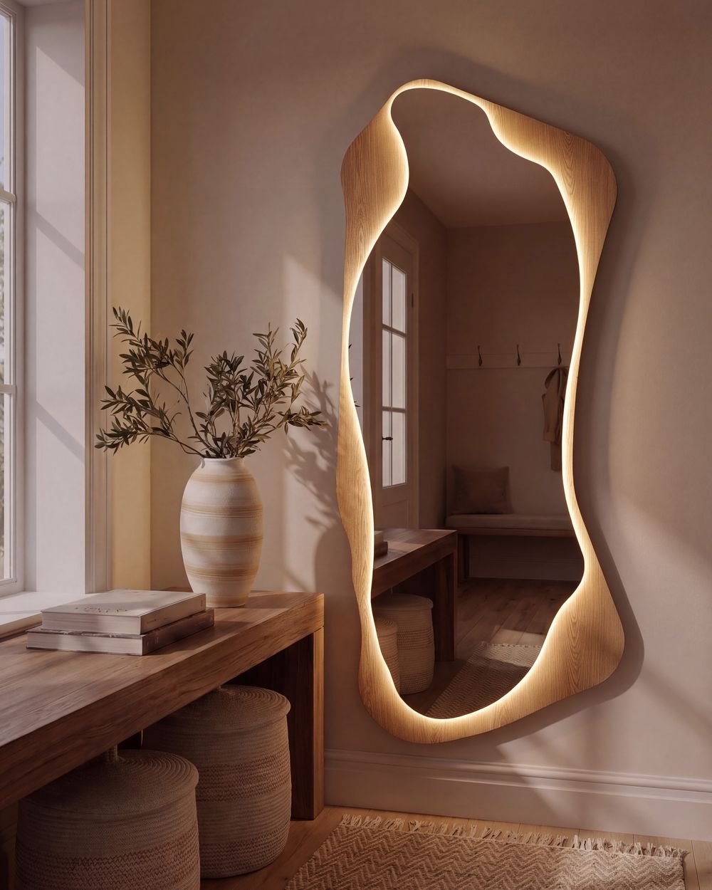 Wandspiegel LAMBLORE 58 cm 171 cm Hellbraun