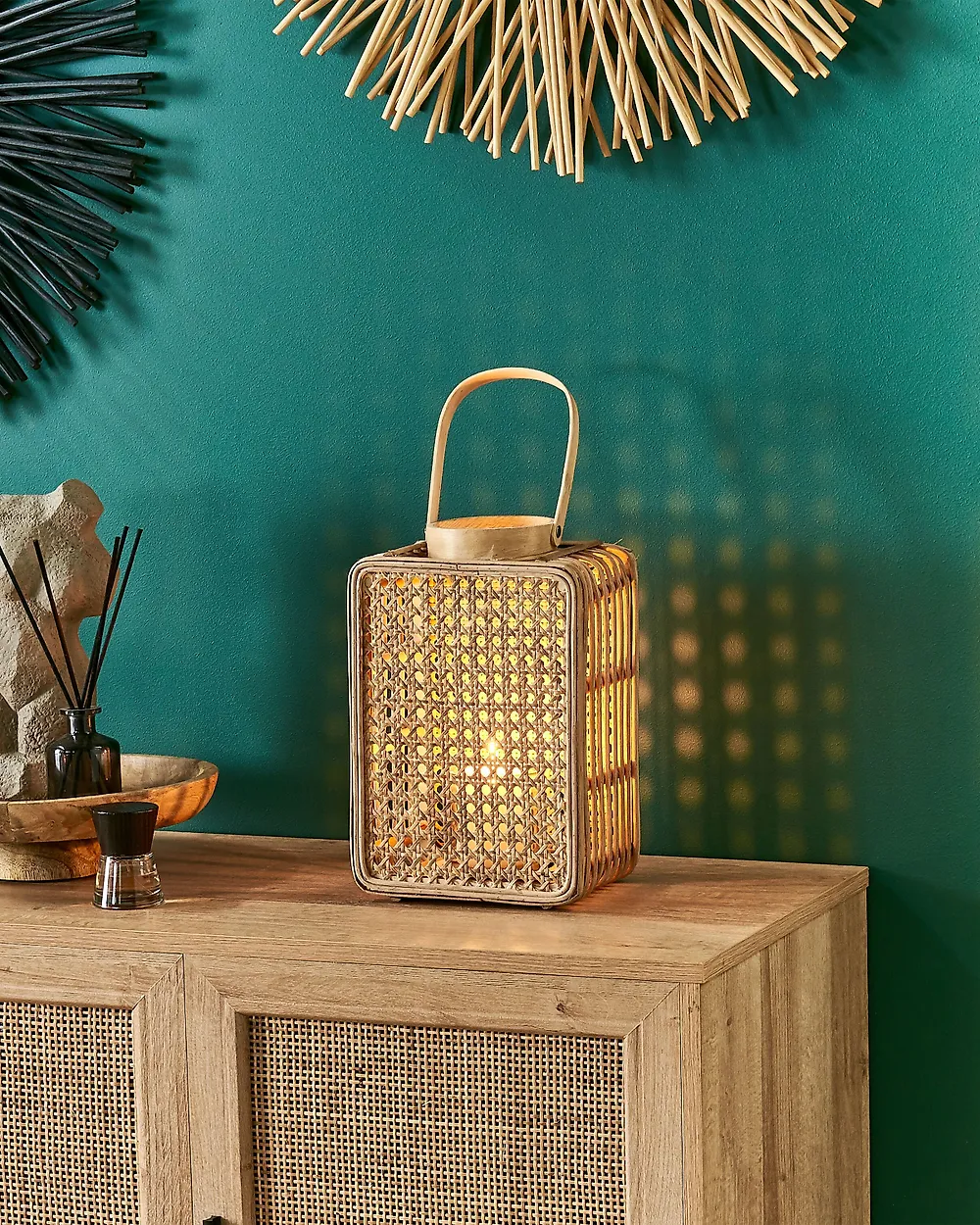 Lantern BANTUL 28 cm PE Rattan Natural