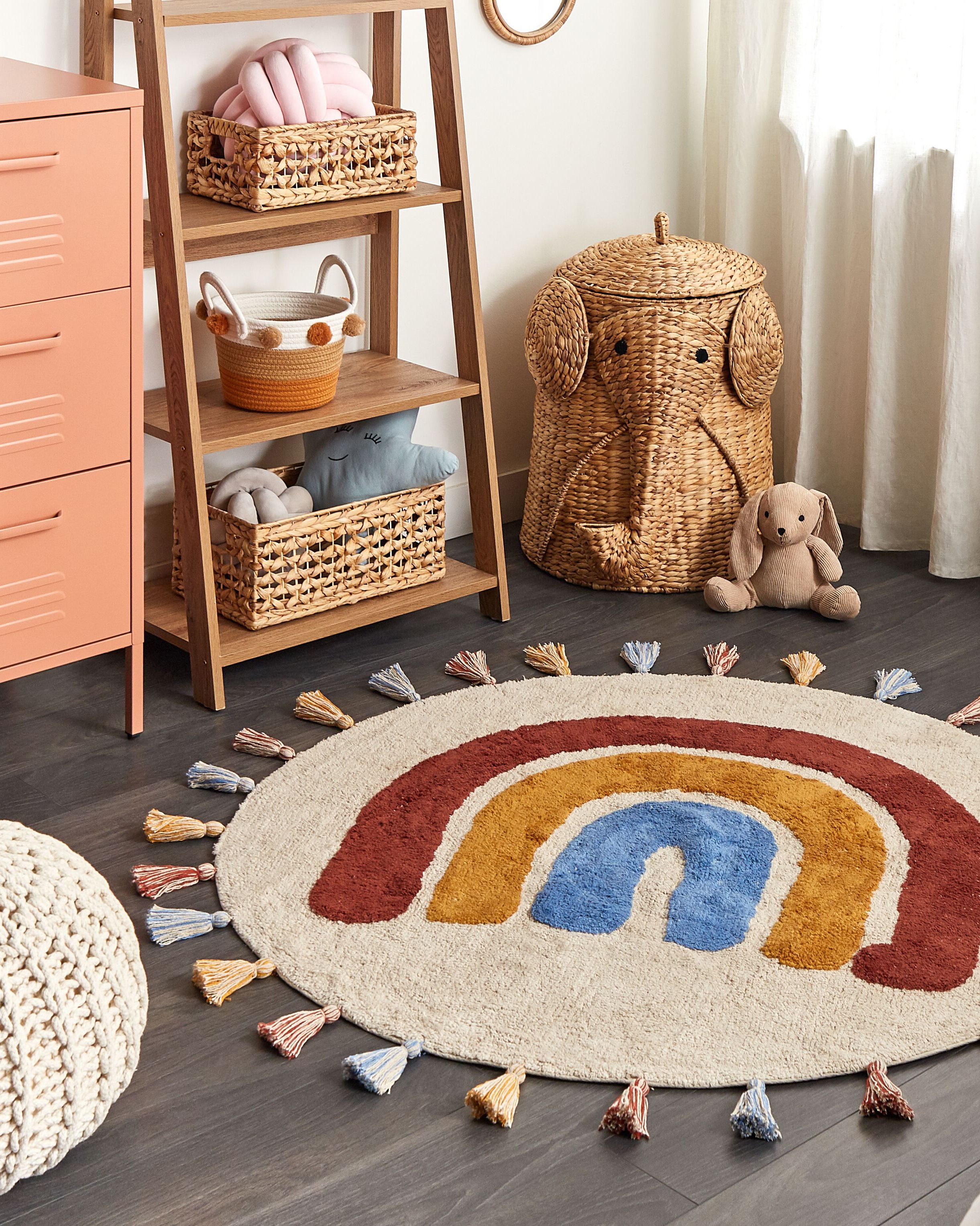 Round Cotton Area Rug ø 120 cm Multicolour YAGCI | Beliani.co.uk