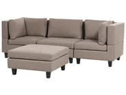 Modular Sofa 3 Seater UNSTAD with Ottoman Fabric Brown_891269