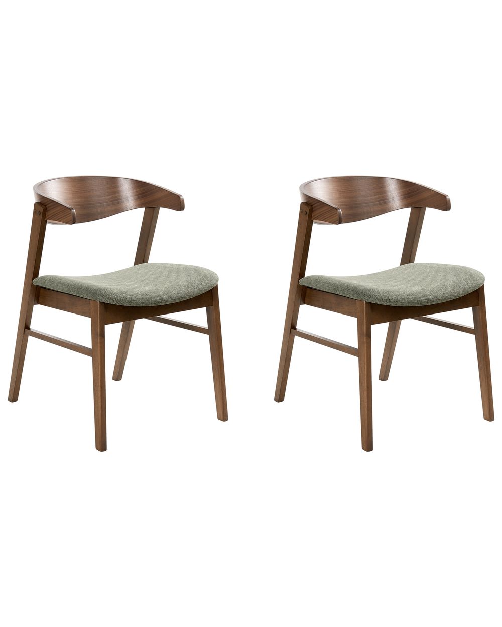 Lot de 2 chaises de salle à manger LILLY Tissu Vert foncé/marron