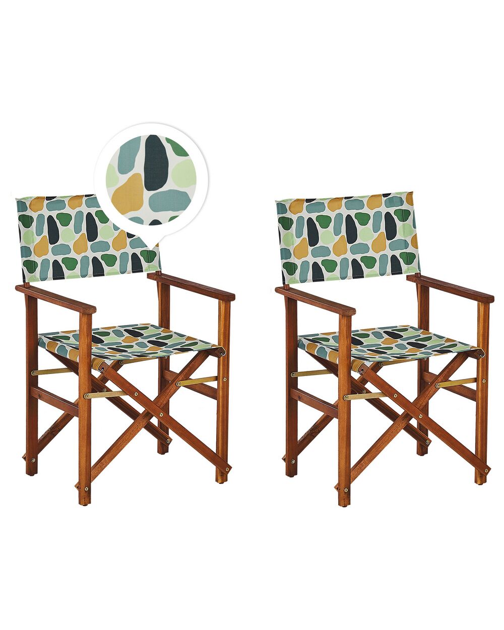 Set of 2 Garden Chairs CINE Acacia Wood Multicolour