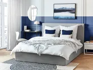 Ottoman Bed LORIENT Fabric Grey 160 x 200 cm (EU King Size)_827040