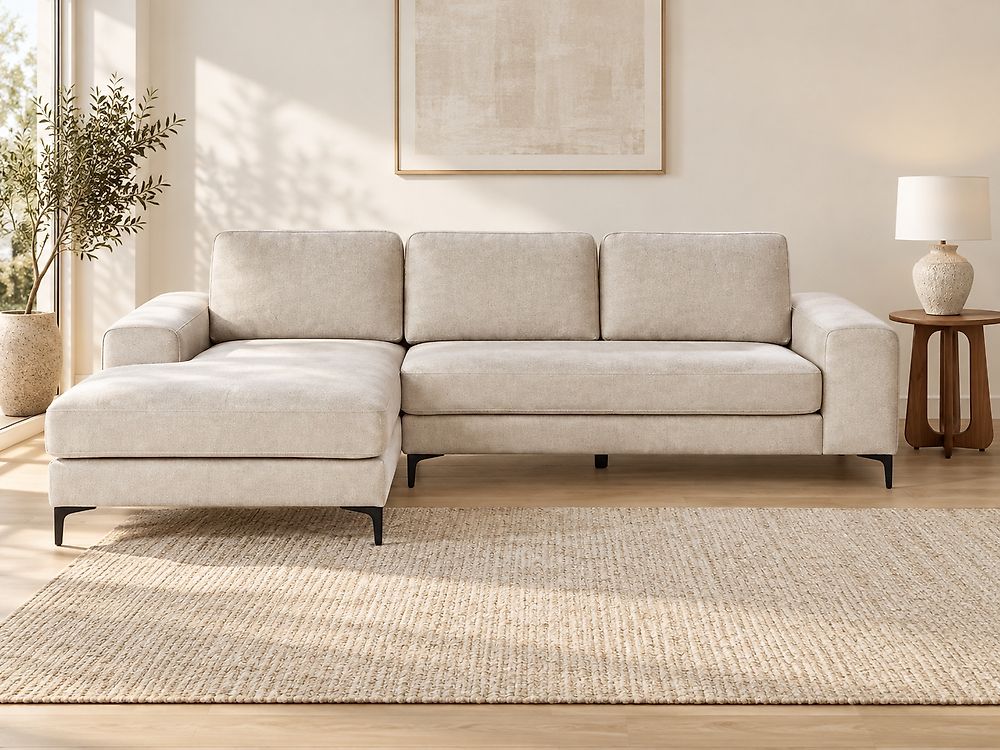 Canapé d'angle KIRUNA Velours Beige clair Côté droit