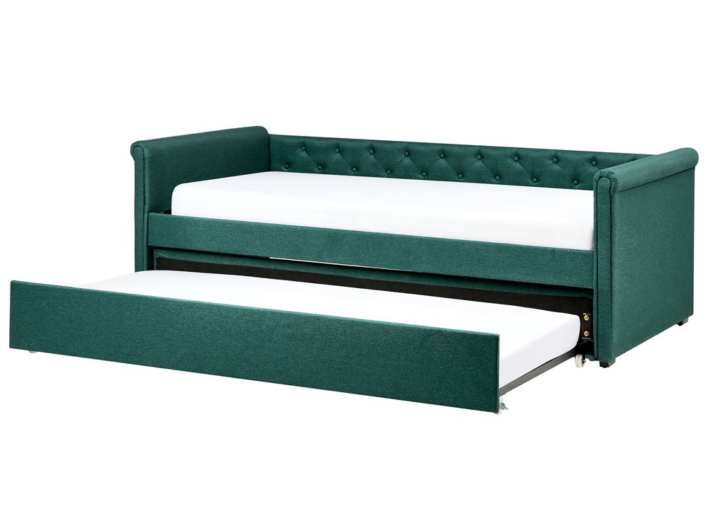 Lit gigogne Tissu LIBOURNE 90 x 200 cm Vert foncé