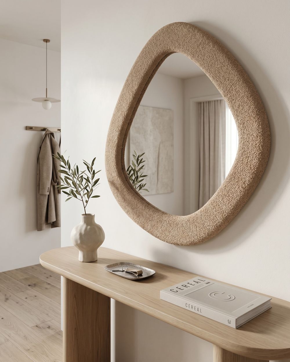 Vægspejl EPIRY 79 cm 80 cm Boucle Lysebrun
