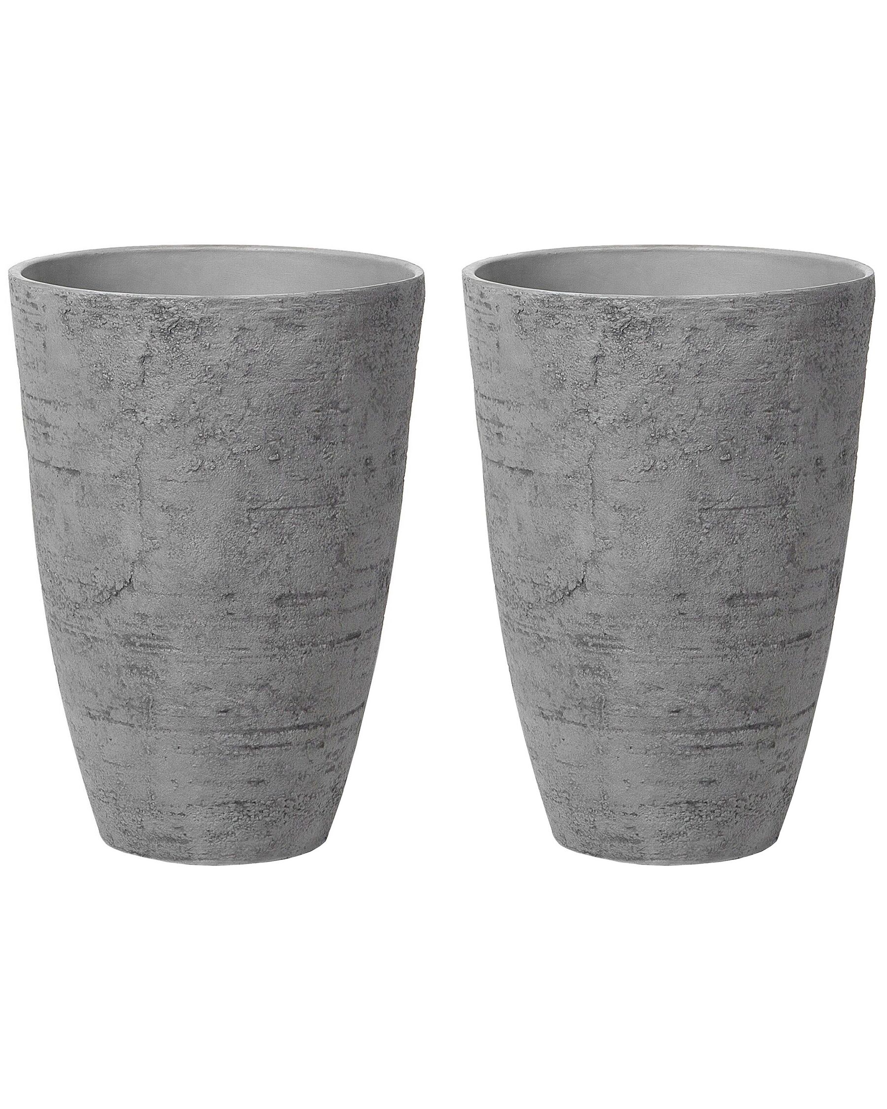 Conjunto de 2 macetas de mezcla de piedra gris ⌀ 43 cm CAMIA_841575
