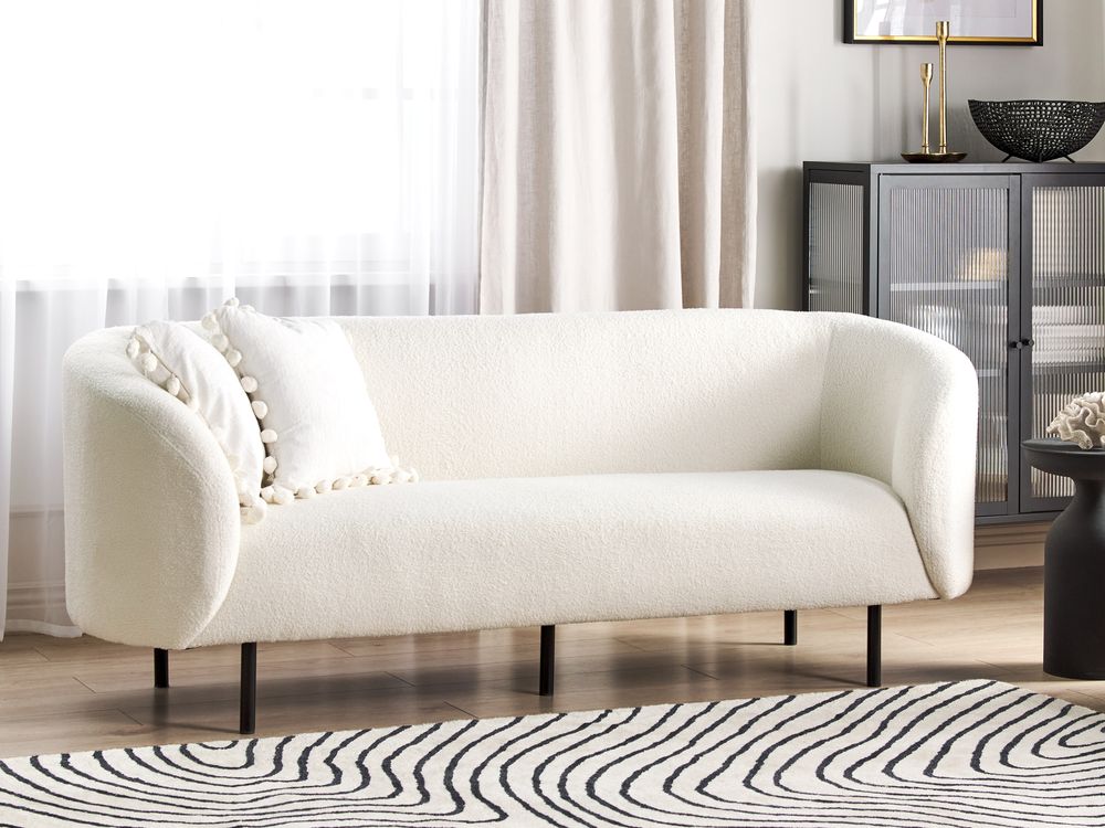 Sofa 3 Seater LOEN Boucle White
