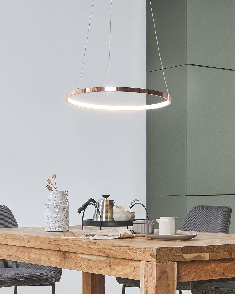 LED Pendant Lamp JORDAN Metal Rose Gold Beliani