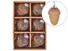 Set of 6 Glass Acorn Baubles Gold AMBRE_899330