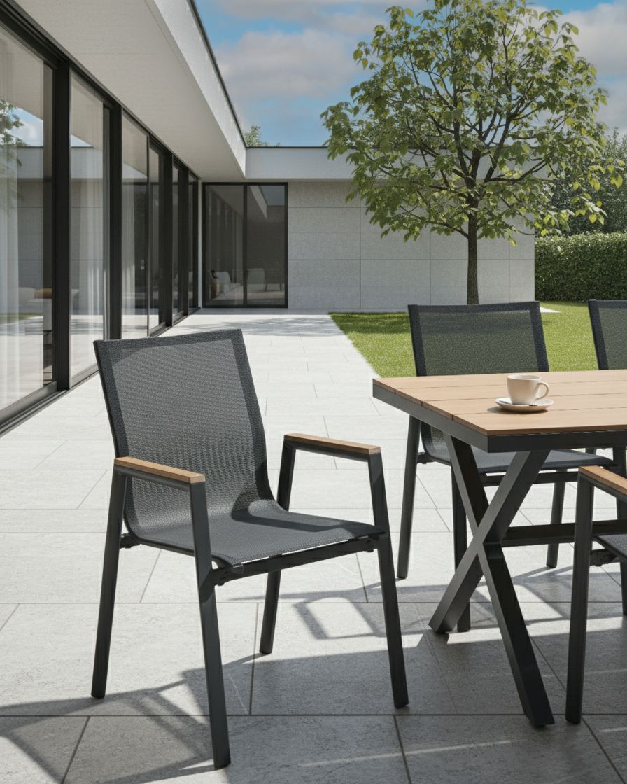 Set of 4 Garden Chairs TIANO Metal Black
