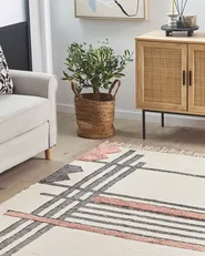 Tappeto MURADIYE Beige 140 x 200 cm Cotone_817039