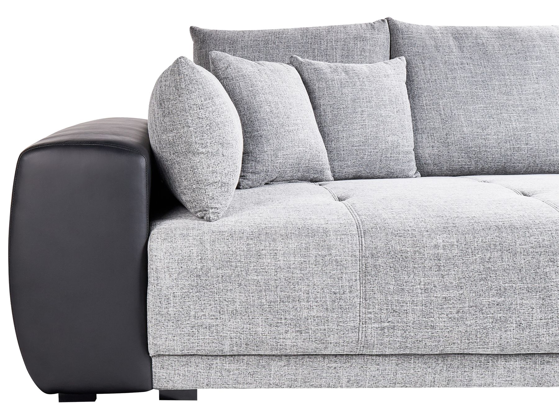 Divano 4 Posti XL In Tessuto Grigio – Moderno, Imbottito, Con 8 Cuscini, Gambe In Legno - 3
