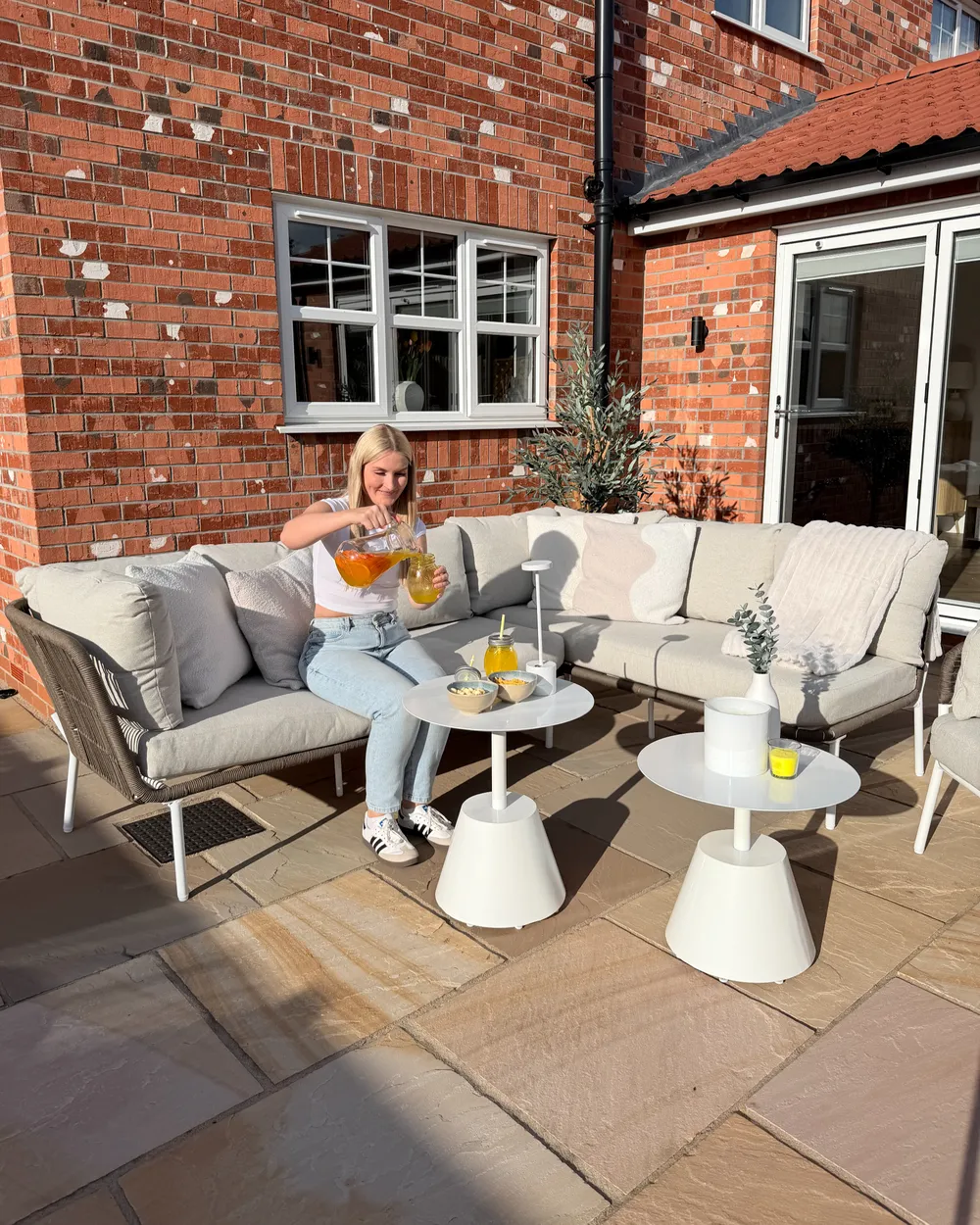 Garden Sofa Set 7 Seater ROBELLA with Tables Beige_1072082