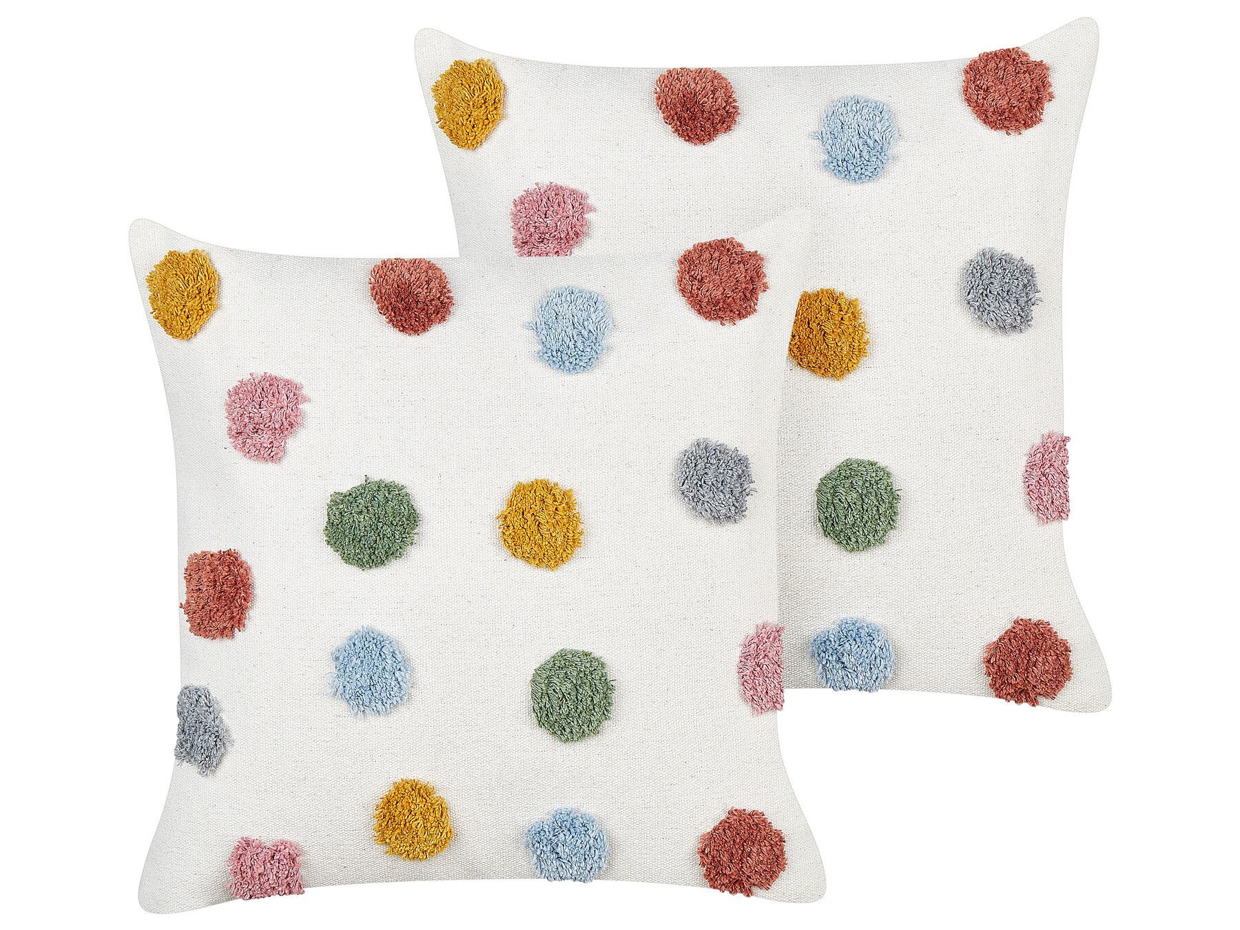 Conjunto de 2 almofadas decorativas com padrão de bolas em algodão multicolor 45 x 45 cm WALLFLOWER_906052