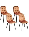Set of 4 Dining Chairs POWELL Velvet Orange