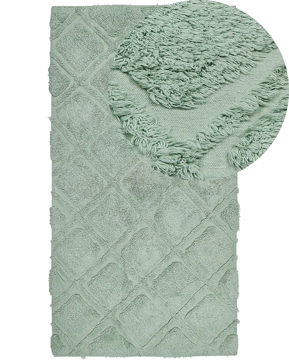 Tapis salon - tissé main - 100% laine - vert clair 140x200 cm HOLI Tapis salon - tissé main - 100% laine - vert clair 140x200 cm HOLI