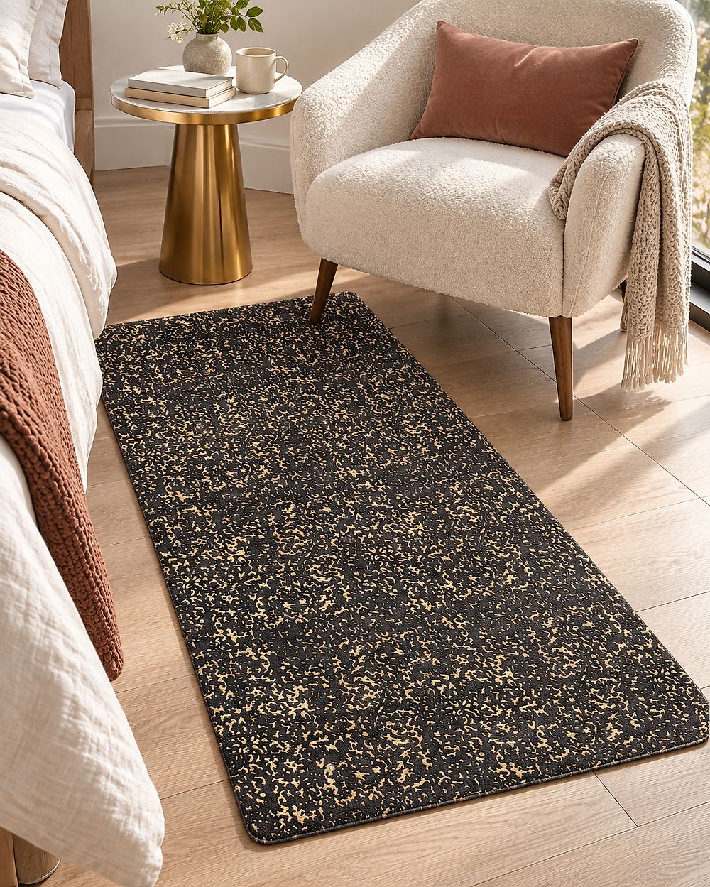 Rug ESEL Gold 80 x 150 cm Viscose