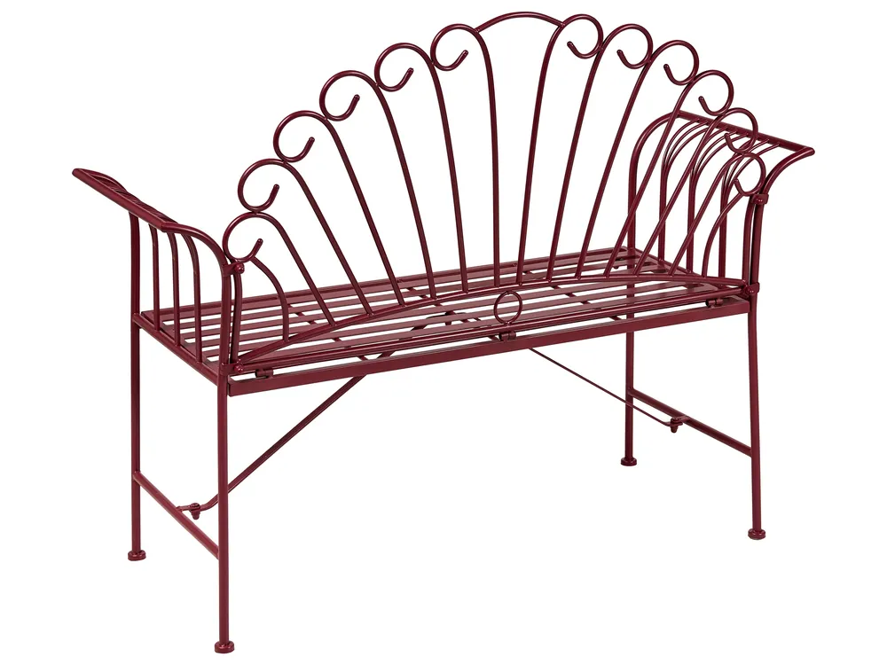 Garden Bench CAVINIA 125 cm Metal Burgundy_1016302