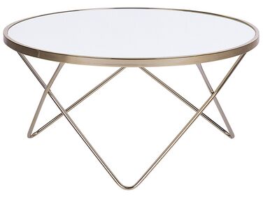 Tavolino da caffè vetro bianco e oro ⌀ 80 cm MERIDIAN II