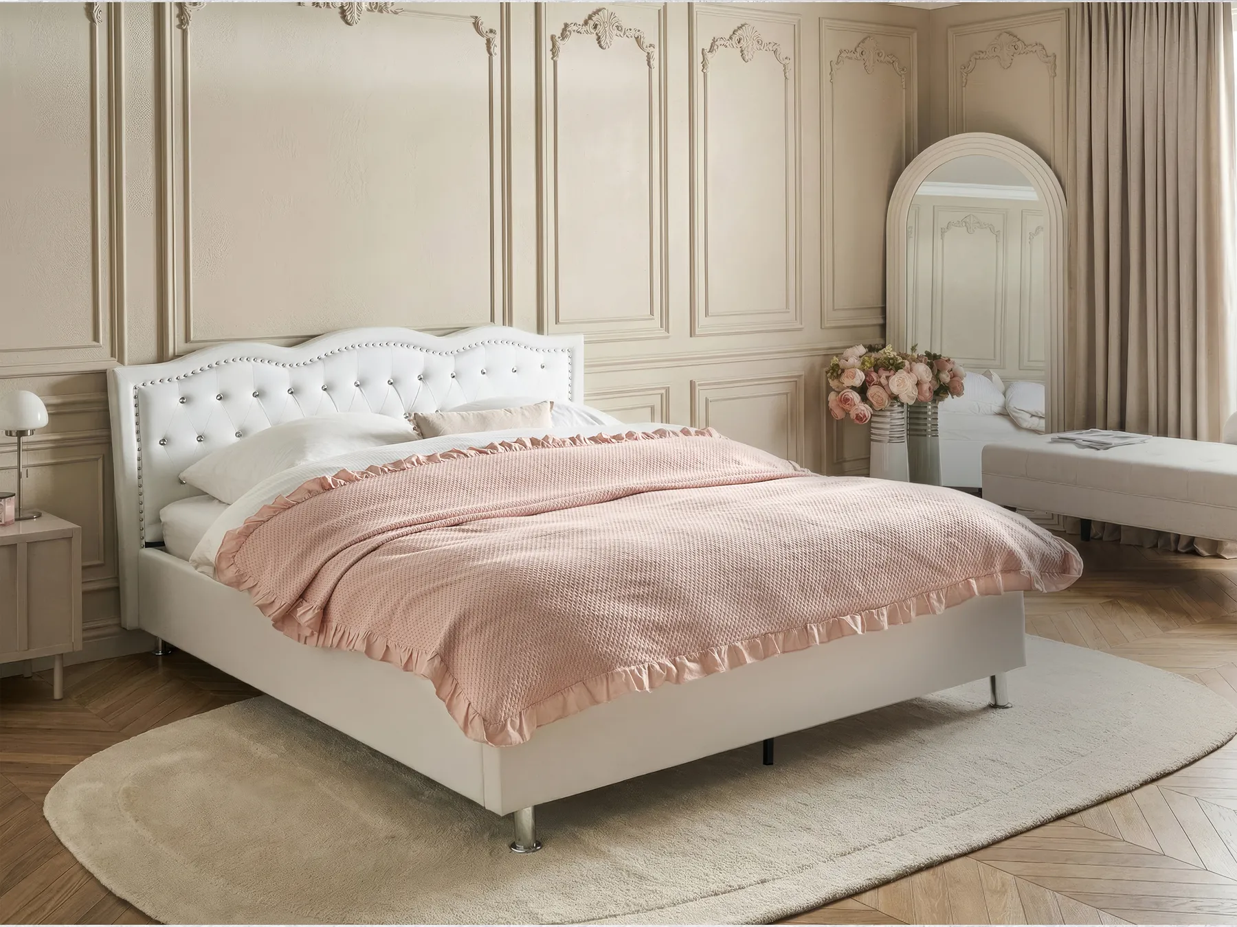 Ottoman Bed METZ Faux Leather White 160 x 200 cm (EU King Size)_1060467