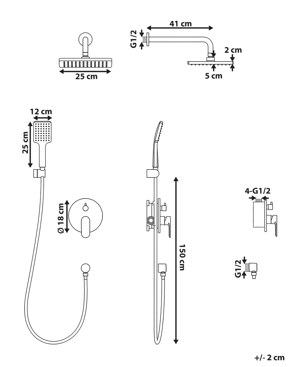 Concealed Shower Set with Rainshower GUARATUBA Black_1000762