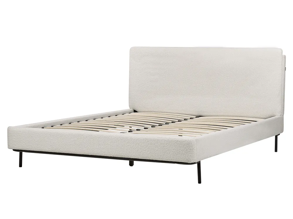 Bett mit Lattenrost Bouclé CORIO 160 x 200 cm Cremeweiß_903252