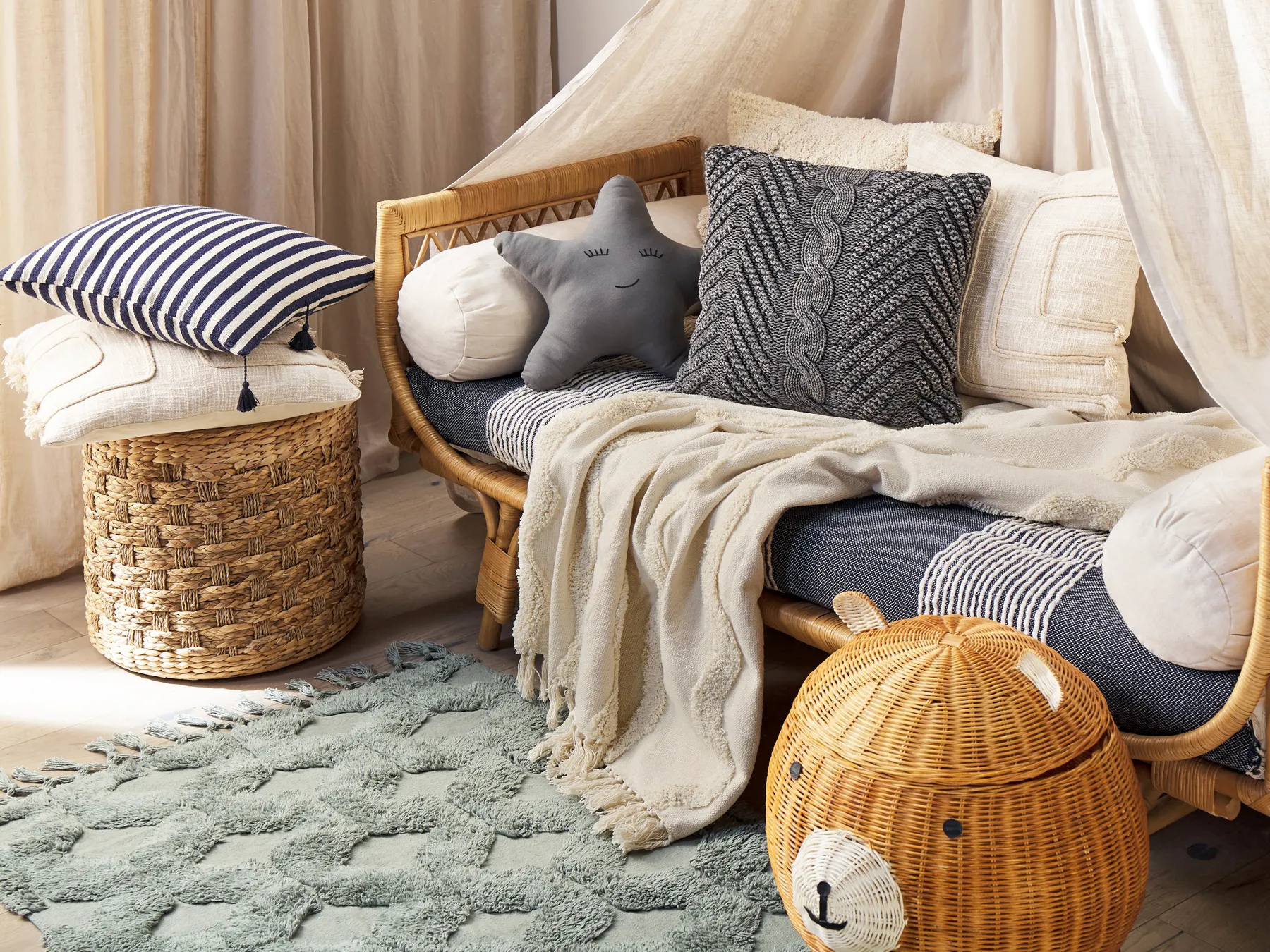 Blanket KHARI Cotton 125 x 150 cm Light Beige_839561
