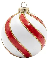 Set of 12 Baubles NORTHGLOW Glass Red/White_1192120