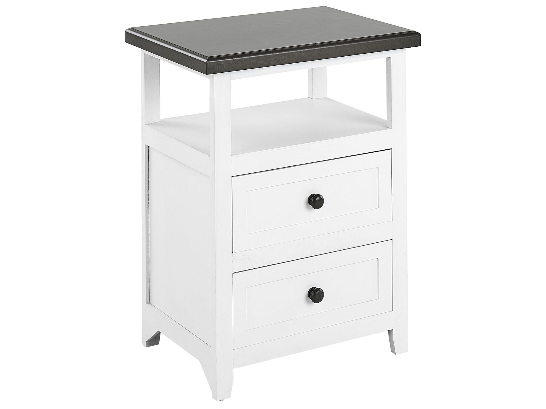 Noční stolek se 2 zásuvkami bílý/hnědý LAYOLA_829781