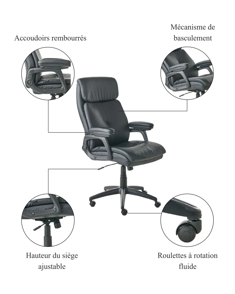 Fauteuil de bureau DIRECTOR Cuir PU Noir_995351