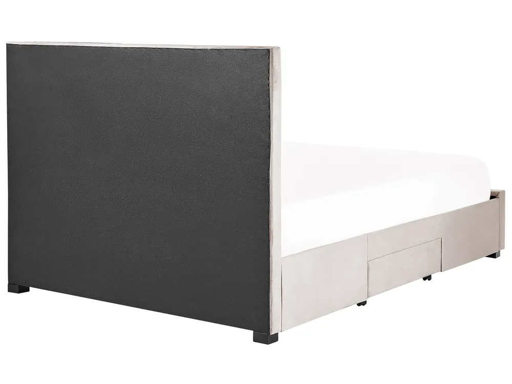 Bett mit Schubladen LIEVIN Samtstoff Beige 160 x 200 cm_858037