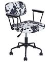 Chaise de bureau motif peau de vache en velours noir et blanc ALGERITA_855244