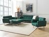 Conjunto de sofás 6 lugares e repousa-pés em tecido verde escuro FLORLI_905960