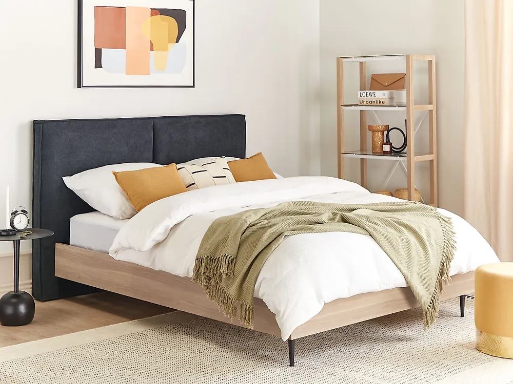 Bett mit Lattenrost Stoff IZERNORE 140 x 200 cm Dunkelgrau_1180242