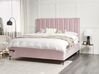Sametová souprava nábytku postel 180 x 200 cm +2 noční stolky růžová SEZANNE_892575