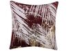 Set of 2 Velvet Cushions Leaf Pattern 45 x 45 cm Burgundy CALLA_769112