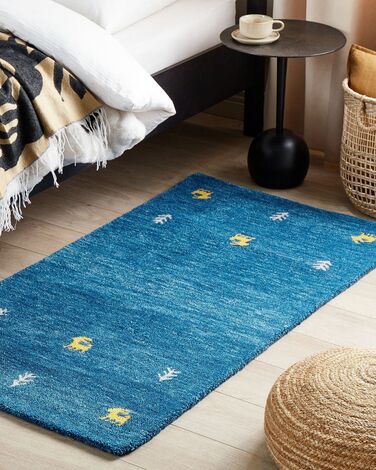 Wool Gabbeh Area Rug 80 x 150 cm Blue CALTI 