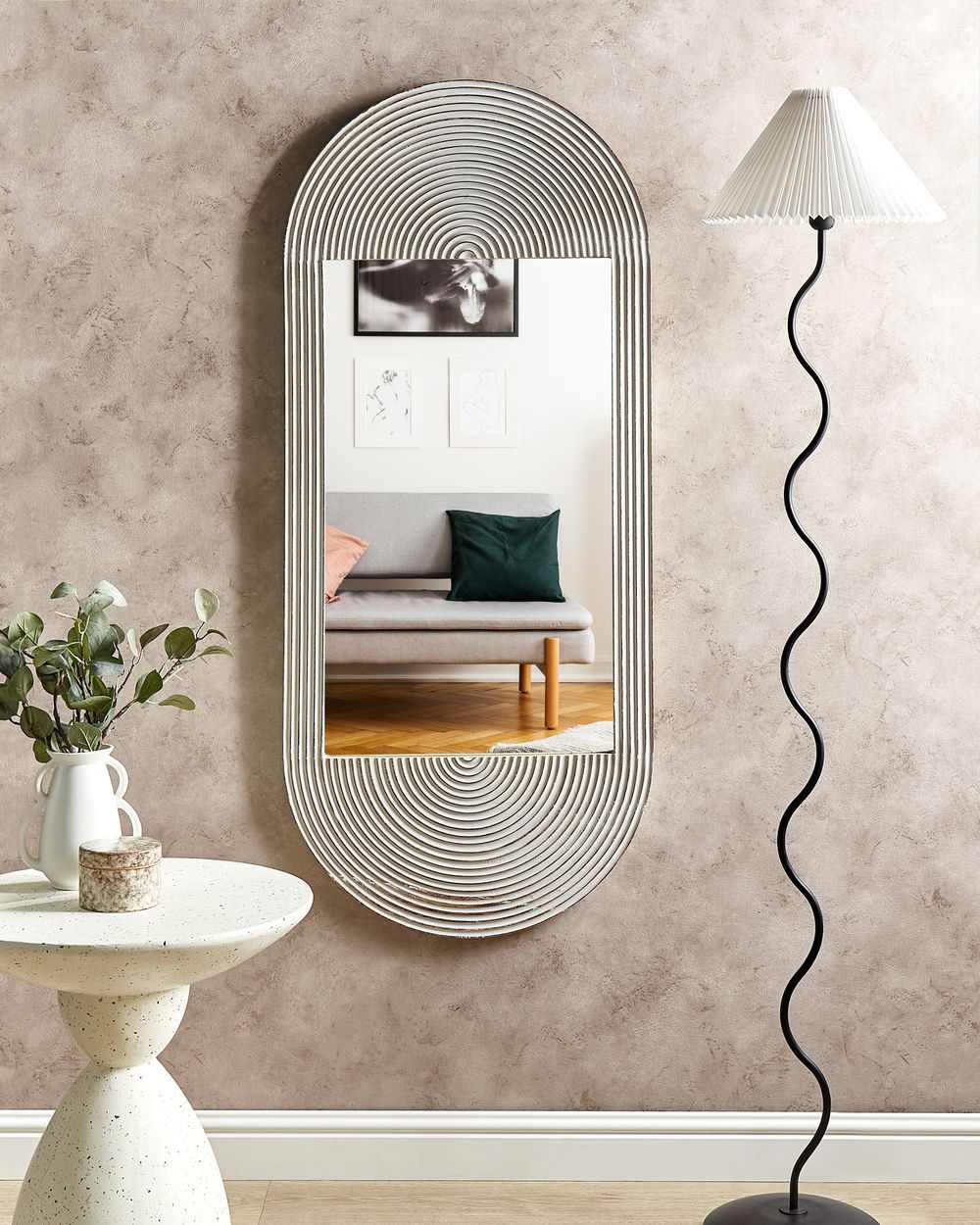 Lustro ścienne BRIANT 56 cm 130 cm Drewno mango Biały
