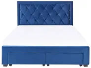 Bed with Storage Drawers LIEVIN Velvet Navy Blue 160 x 200 cm (EU King Size)_821233