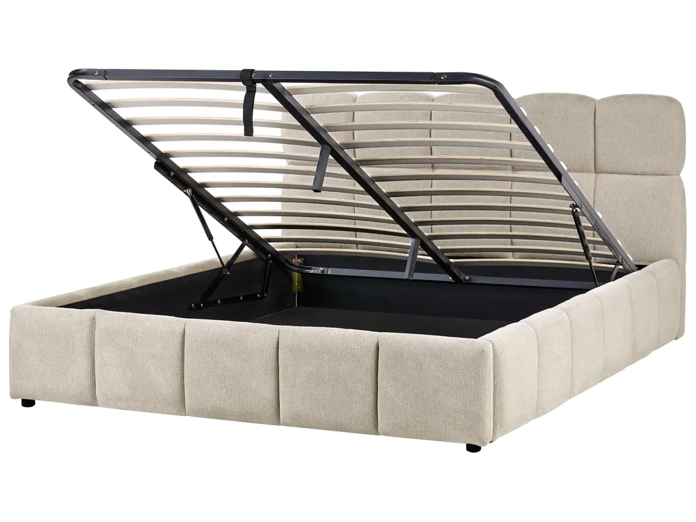 Ottoman Bed NOYON Fabric Taupe 160 x 200 cm (EU King Size)_1056080
