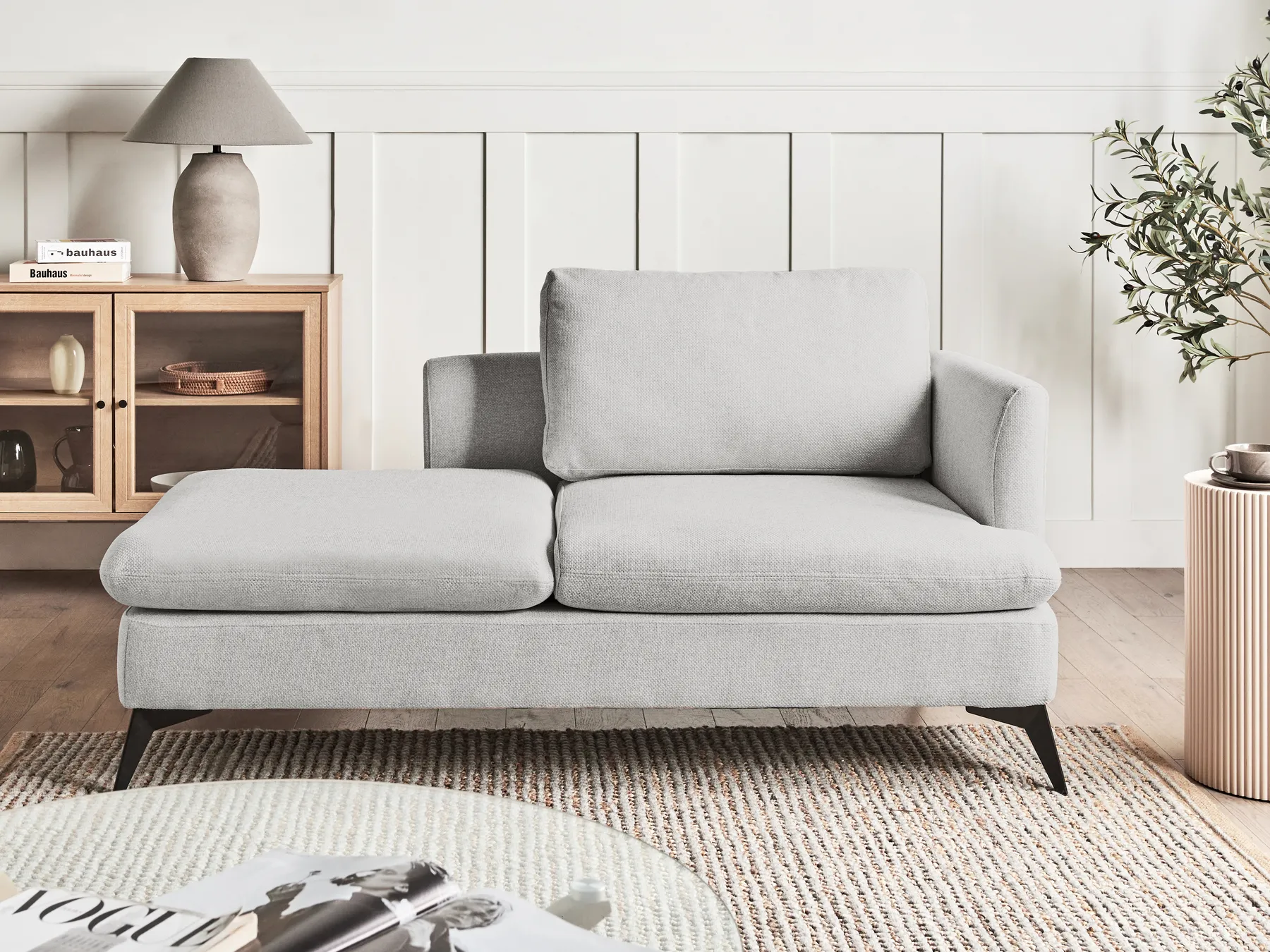 Right-Hand Chaise Longue SIEVOZ Fabric Light Grey_978682