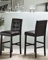 Chaise de bar MADISON Cuir PU Marron foncé_1151263