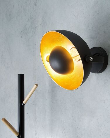 Metal Wall Lamp Black and Gold THAMES II