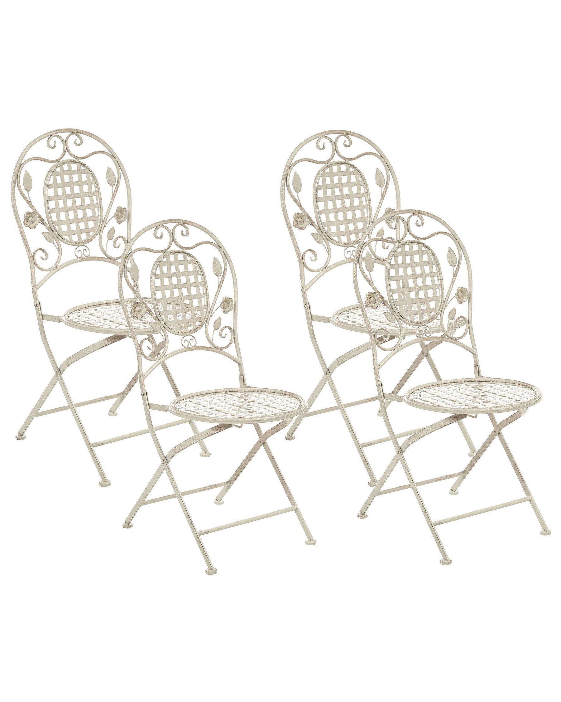 Zestaw 4 krzeseł ogrodowych metalowy złamana biel BIVIO_806670