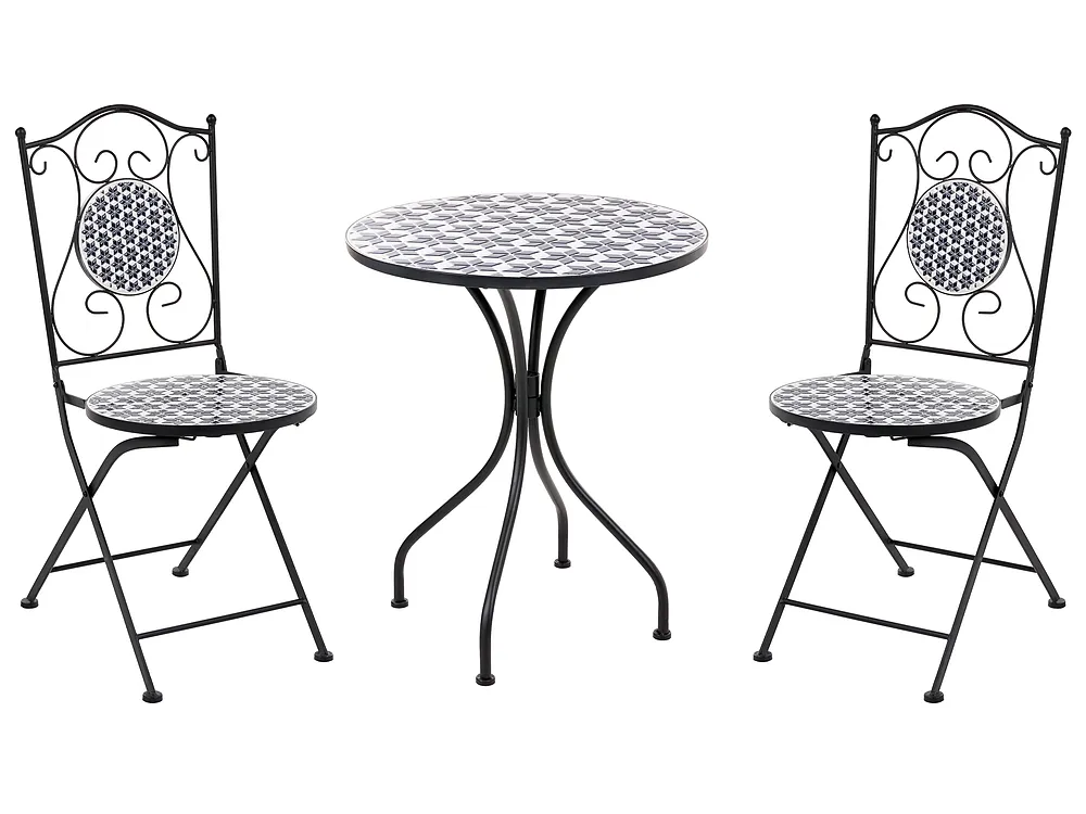 Set mobilier de grădină SIROLO Metal Alb/Albastru_1155669
