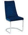Sada 2 sametových modrých jídelních židlí ALTOONA_795769